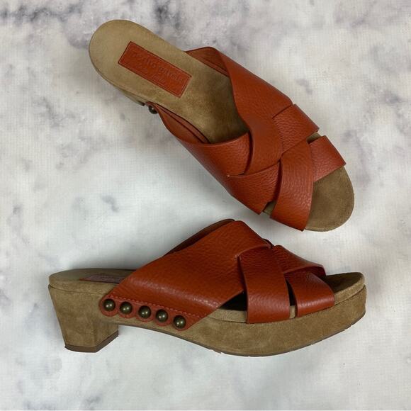 Pedro García Nena Chutney Crisscross Leather Peep Toe Slide Clog Sandals Sz 41 - Picture 2 of 11